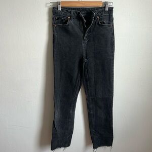 Topshop Raw Hem Black Jeans